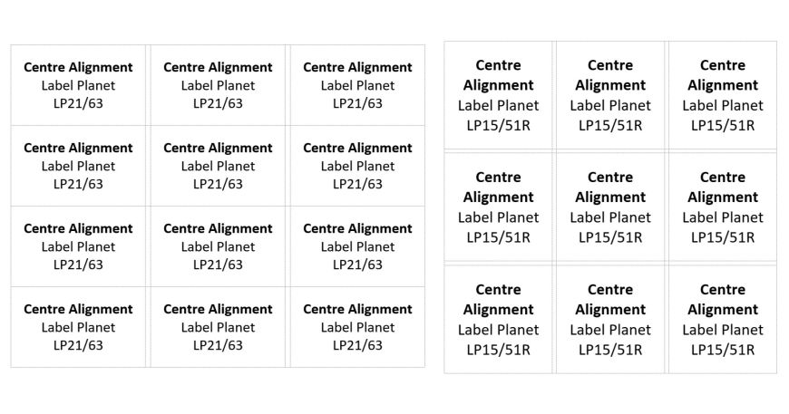 Templates for rectangle labels and round labels that have had their designs centralised