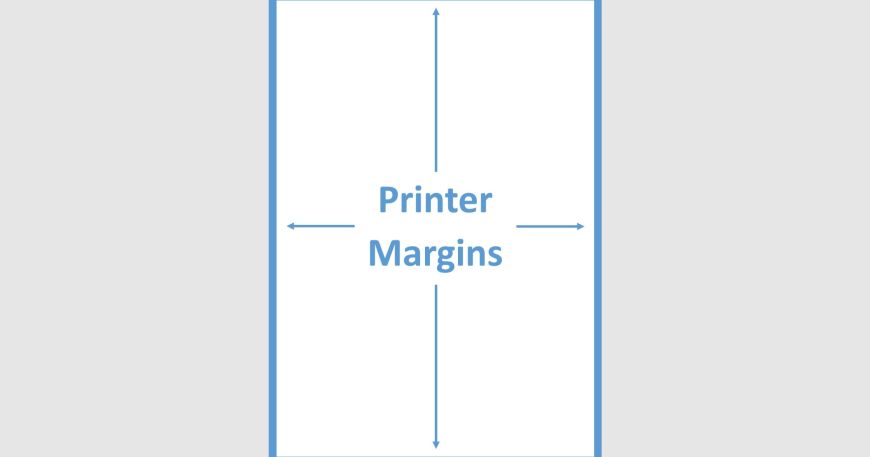 A diagram showing the four printer margins for an A4 sized document.