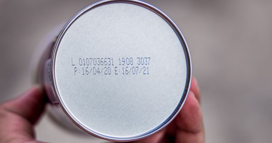 The expiration date of a tin of frozen food is printed onto the bottom of the tin. Like many products, labels have a shelf life, which is the length of time a product retains its original quality before beginning to deteriorate.