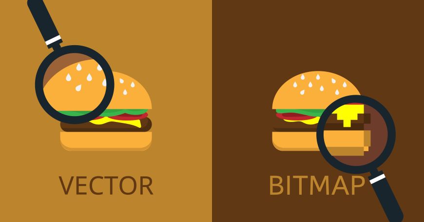 A diagram comparing vector images and bitmap images; vector images are stored as a set of instructions for creating a number of objects that make up the required image.