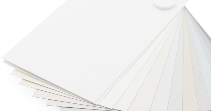 A sample of paper materials with varying degrees of whiteness.