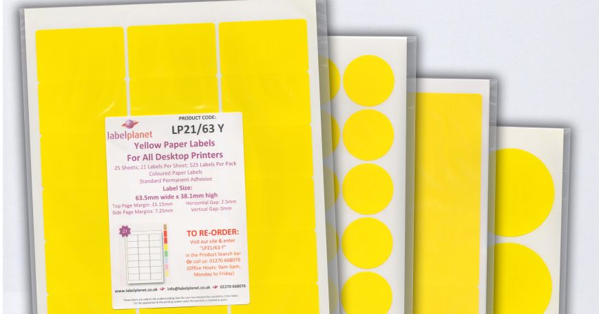 Four packs of our yellow labels; these labels are made with yellow paper.