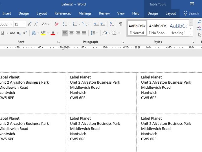 How To Print A Sheet Of Address Labels With Create Labels In Word