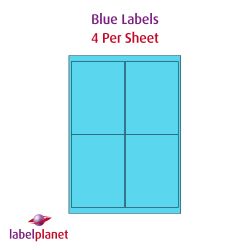 Blue Labels, 4 Per Sheet, 99.1 x 139mm