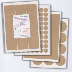 Brown Kraft Labels, 21 Per Sheet, 63.5 x 38.1mm, LP21/63 BRK