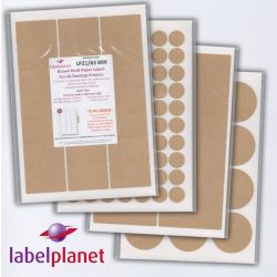 Brown Ribbed Kraft Labels For Inkjet/Laser Printers, 18 per sheet, 63.5 x 46.6mm, LP18/63 BRK