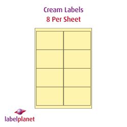 Butter Cream Labels For Inkjet/Laser Printers, 8 per sheet, 99.1 x 67.7mm, LP8/99 Cream