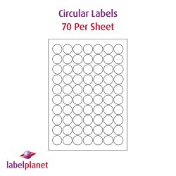 Circular Labels For Inkjet/Laser Printers, 70 per sheet, 25mm diameter, LP70/25R
