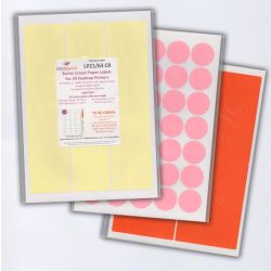 Coloured Paper Labels, 21 Per Sheet, 63.5 x 38.1mm, LP21/63 C