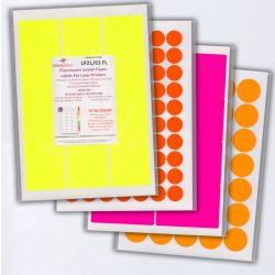 Coloured Paper Labels, 21 Per Sheet, 63.5 x 38.1mm, LP21/63 C