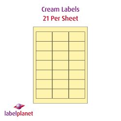 Cream Labels, 21 Per Sheet, 63.5 x 38.1mm