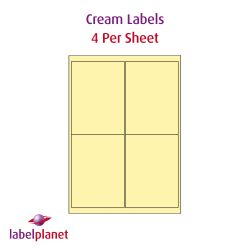 Cream Labels, 4 Per Sheet, 99.1 x 139mm