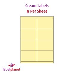 Cream Labels, 8 Per Sheet, 99.1 x 67.7mm