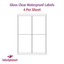 Gloss Transparent Labels, 4 Labels, 99.1 x 139mm, LP4/99 GTP