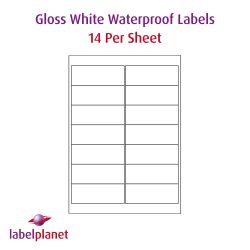 Gloss Waterproof Labels, 14 Per Sheet, 99.1 x 38.1mm, LP14/99 GWP