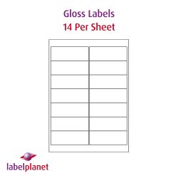 Gloss White Labels For Laser Printers, 14 per sheet, 99.1 x 38.1mm, LP14/99 GW
