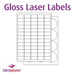 Gloss White Labels For Laser Printers, 65 per sheet, 38.1 x 21.2mm, LP65/38 GW