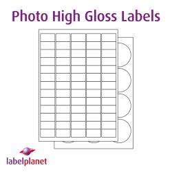 Gloss White Photo Quality Labels For Inkjet/Laser Printers, 65 per sheet, 38.1 x 21.2mm, LP65/38 GWPQ
