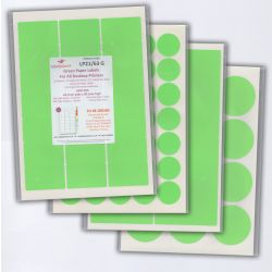Green Labels, 21 Per Sheet, 63.5 x 38.1mm