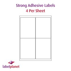 High Tack Labels. LP4/99 HT, 4 Per Sheet, 99.1 x 139mm.