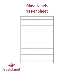 Laser Gloss Labels, 14 Per Sheet, 99.1 x 38.1mm, LP14/99 GW