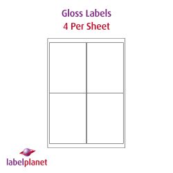 Laser Gloss Labels, 4 Per Sheet, 99.1 x 139mm, LP4/99 GW