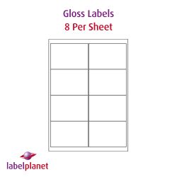 Laser Gloss Labels, 8 Per Sheet, 99.1 x 67.7mm, LP8/99 GW