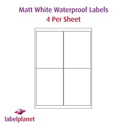 Laser Matt White Waterproof Labels, 99.1 x 139mm, LP4/99 MWP