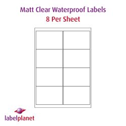 Matt Transparent Labels, 8 Per Sheet, 99.1 x 67.7mm, LP8/99 MTP