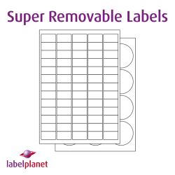 Matt White Low Tack Labels For Inkjet/Laser Printers, 65 per sheet, 38.1 x 21.2mm, LP65/38 GREM