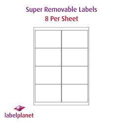 Matt White Low Tack Labels For Inkjet/Laser Printers, 8 per sheet, 99.1 x 67.7mm, LP8/99 GREM