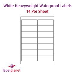 Matt White Polyolefin Labels For Laser Printers, 14 per sheet, 99.1 x 38.1mm, LP14/99 MWPO