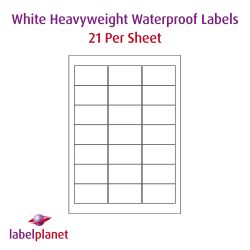 Matt White Polyolefin Labels For Laser Printers, 21 per sheet, 63.5 x 38.1mm, LP21/63 MWPO