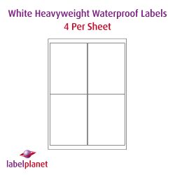 Matt White Polyolefin Labels For Laser Printers, 4 per sheet, 99.1 x 139mm, LP4/99 MWPO
