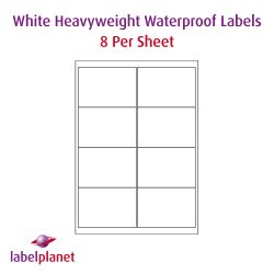 Matt White Polyolefin Labels For Laser Printers, 8 per sheet, 99.1 x 67.7mm, LP8/99 MWPO