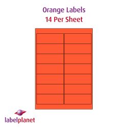 Orange Labels, 14 Per Sheet, 99.1 x 38.1mm