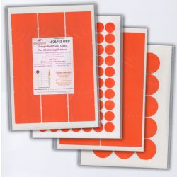 Orange Labels, 21 Per Sheet, 63.5 x 38.1mm