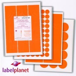 Orange Labels For Inkjet/Laser Labels, 189 per sheet, 25.4 x 10mm, LP189/25 Orange