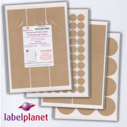 Oval Kraft Labels, 21 Per Sheet, 60 x 34mm, LP21/60OV BRK