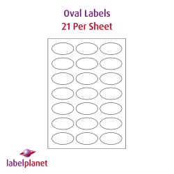 Oval Labels For Inkjet/Laser Printers, 21 per sheet, 60 x 34mm, LP21/60OV