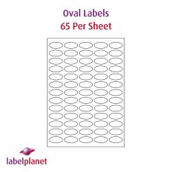 Oval Labels For Inkjet/Laser Printers, 65 per sheet, 35.05 x 16mm, LP65/35OV
