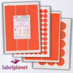 Oval Orange Labels, 21 Per Sheet, 60 x 34mm