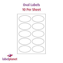 Paper Labels, 10 Oval Labels Per Sheet, 95 x 53mm, LP10/95OV