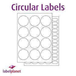 Paper Labels, 12 Round Labels Per Sheet, 63.5mm Diameter, LP12/64R