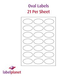 Paper Labels, 21 Oval Labels Per Sheet, 60 x 34mm, LP21/60OV