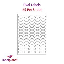 Paper Labels, 65 Oval Labels Per Sheet, 35.05 x 16mm, LP65/35OV