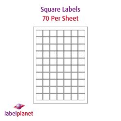 Paper Labels, 70 Square Labels Per Sheet, 25 x 25mm, LP70/25SQ