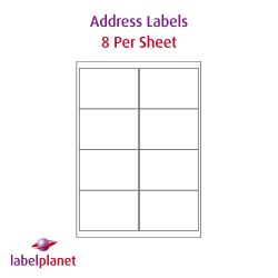 Paper Labels; Address Labels, 8 Per Sheet, 99.1 x 67.7mm, LP8/99