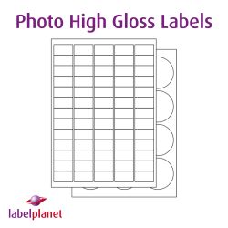 Photo Gloss Labels, 65 Per Sheet, 38.1 x 21.2mm, LP65/38 GWPQ