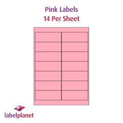 Pink Labels, 14 Per Sheet, 99.1 x 38.1mm